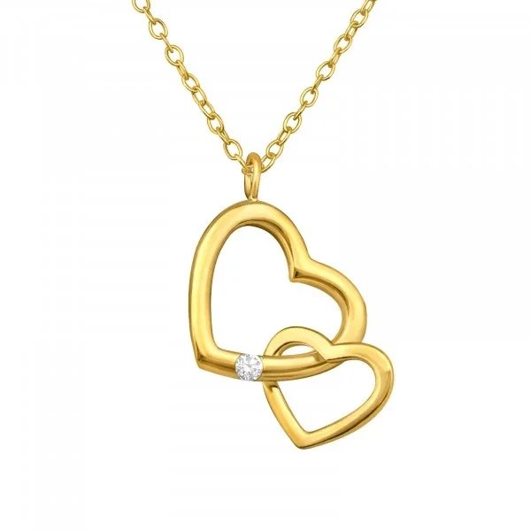 Ketting zilver verguld dubbelhart vorm