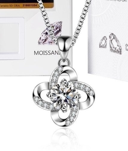 Ketting - zilver Moissanite (met certificaat)