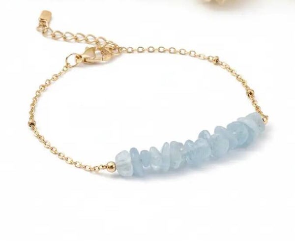 Armband stainless steel met aquamarijn