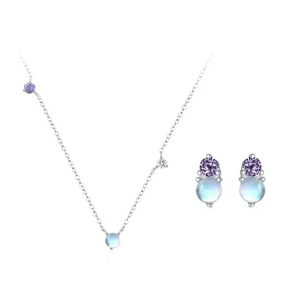 Set - zilver ketting en oorbellen