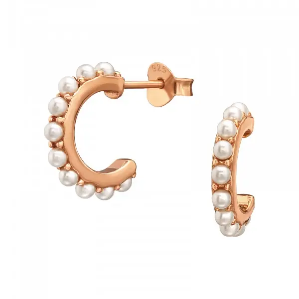 Oorbellen zilver met roségoud