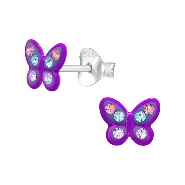 Kids oorbel - zilver kristal