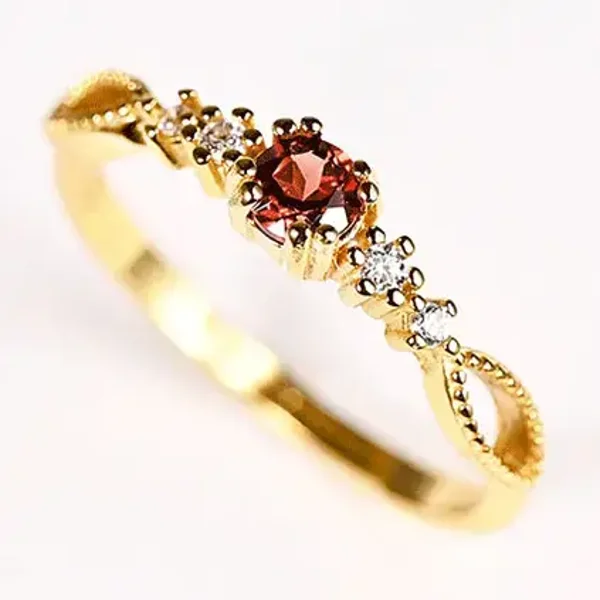Ring zilver verguld met rode granaat