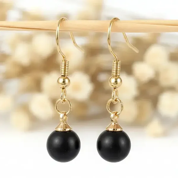 Oorbel stainless steel met Onyx
