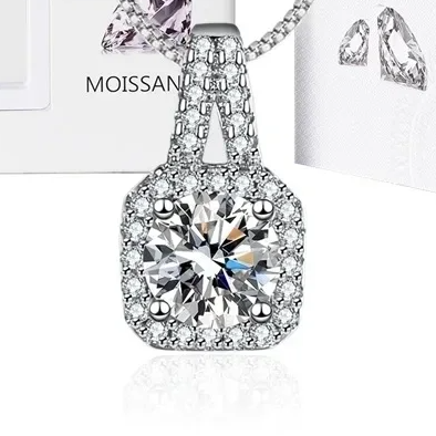 Ketting - zilver met moissanite en certificaat