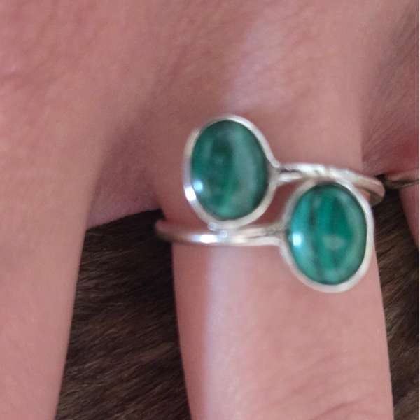 Ring zilver met Malachiet