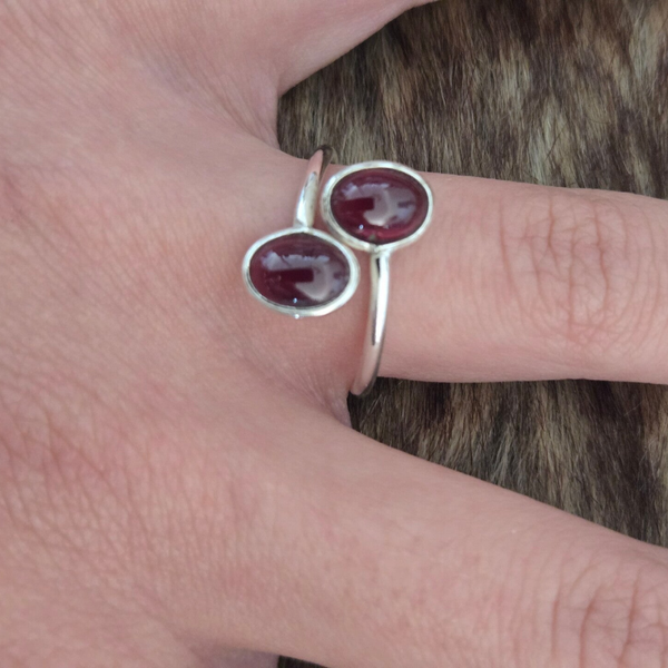 Ring zilver met Granaat