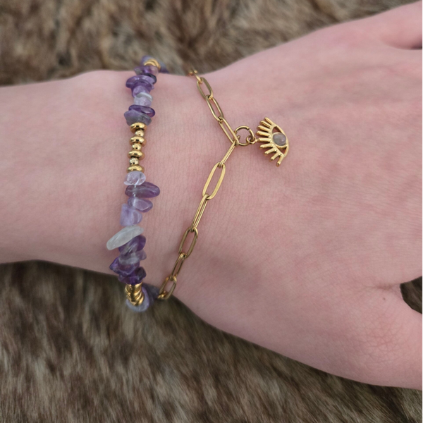 Armband stainless steel met Amethist