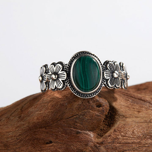 Ring zilver met Malachiet