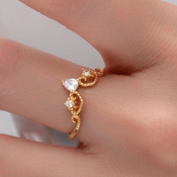Ring zilver verguld  met kroon