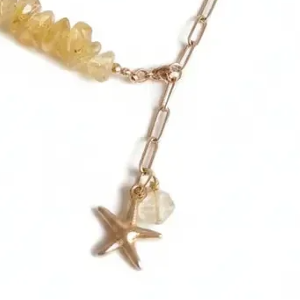 Ketting - stainless steel met citrien