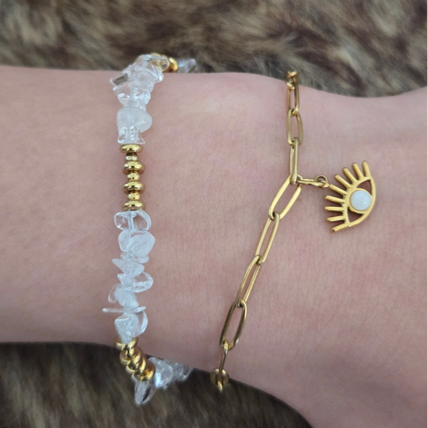 Armband - stainless steel met bergkristal