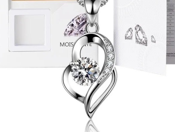 Ketting - zilver Moissanite (met certificaat)