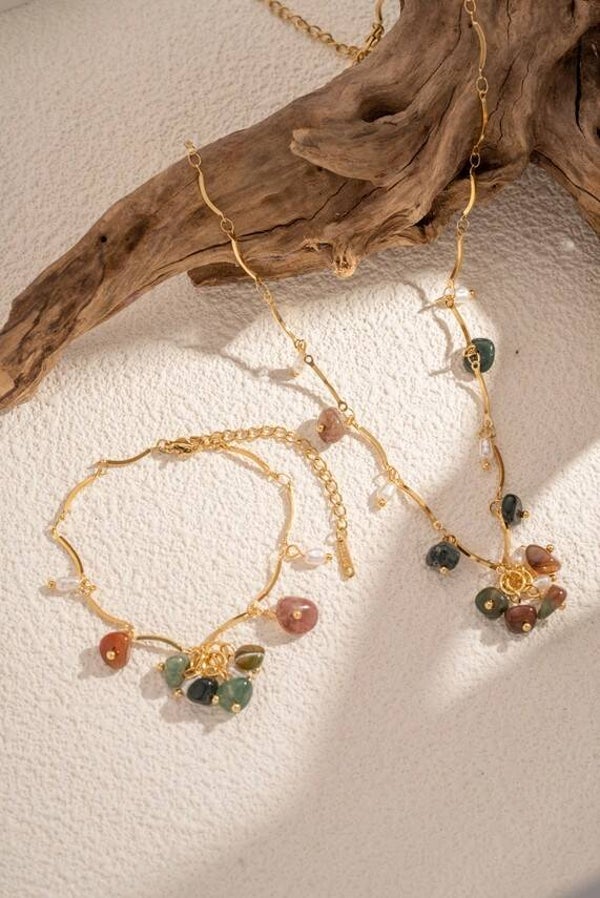 Sieradenset 2-delig stainless steel met stenen