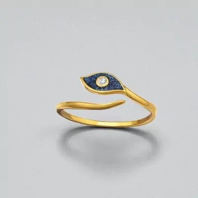 Ring zilver verguld met boos oog-motief en zirkonia