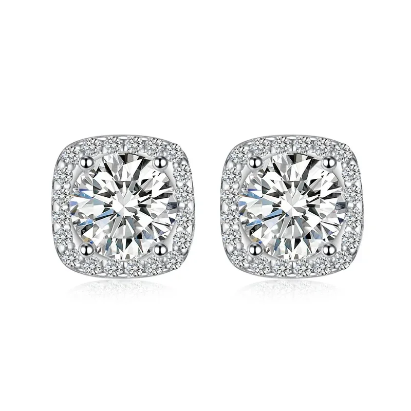 Oorbel - zilver met mossanite steen