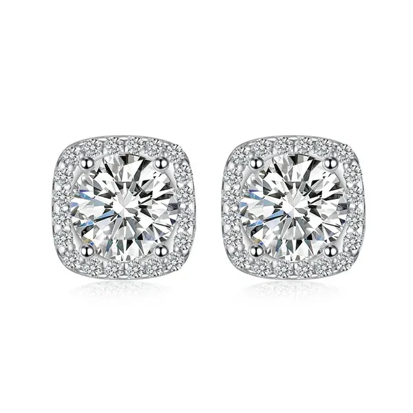 Oorbel - zilver met mossanite steen