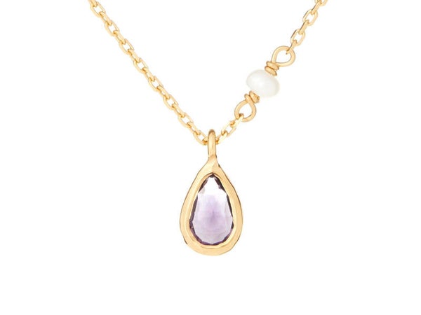 Ketting zilver met Amethist & parel