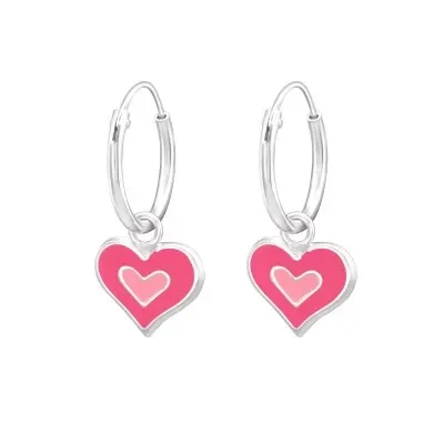 Zilveren ooring kinderen met hangend hartje