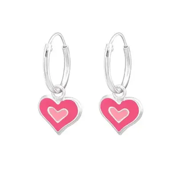 Zilveren oor ringen kinderen met hangend hartje