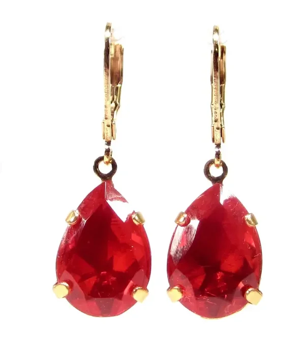 Oorbellen vintage rood&goud