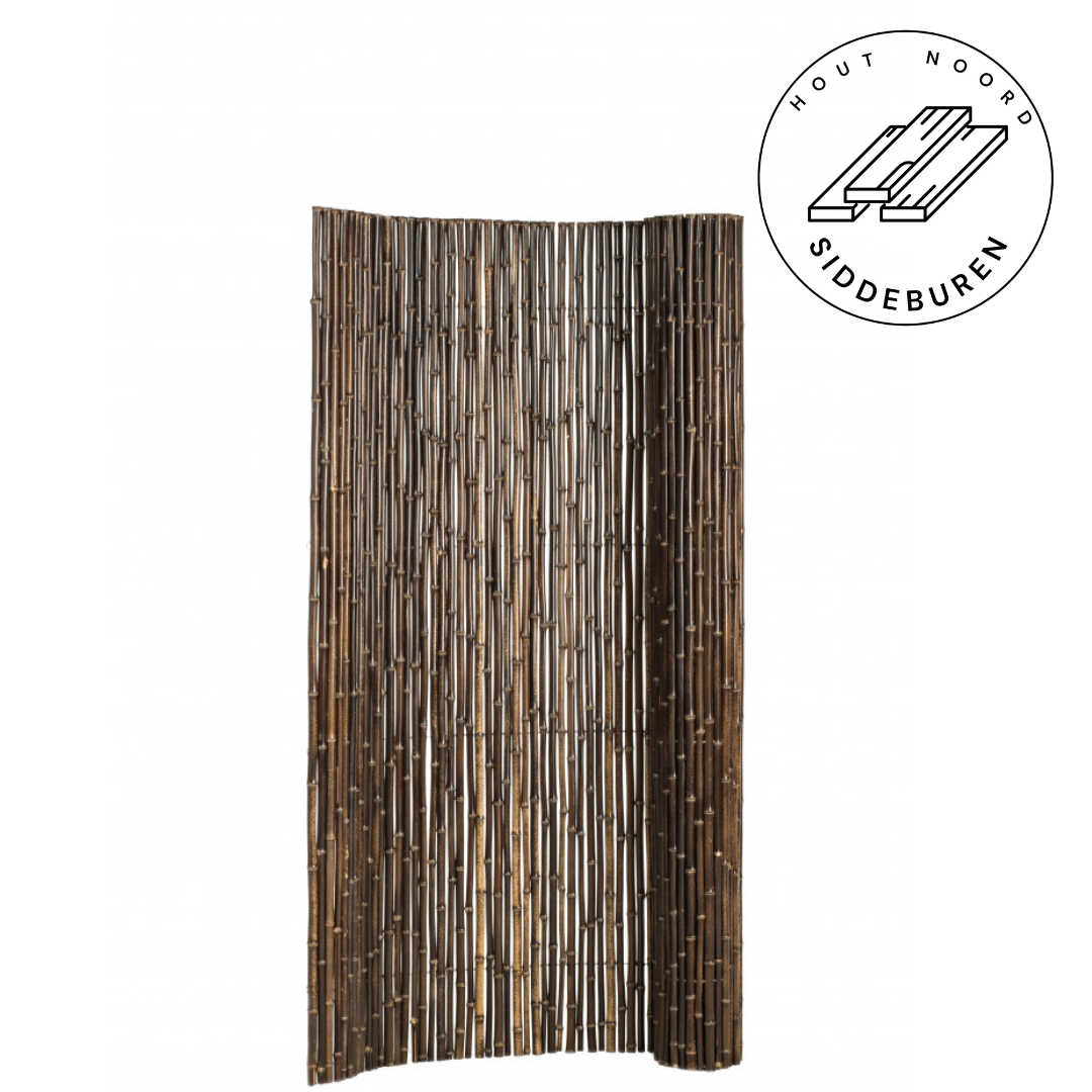 Bamboescherm op rol 180 x 180 cm, zwart