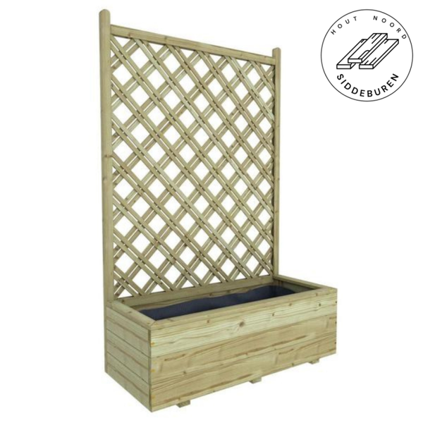 Bloembak met dubbele rechttrellis 140 x 90 x 40 cm (HxBxD), groen geïmpregneerd