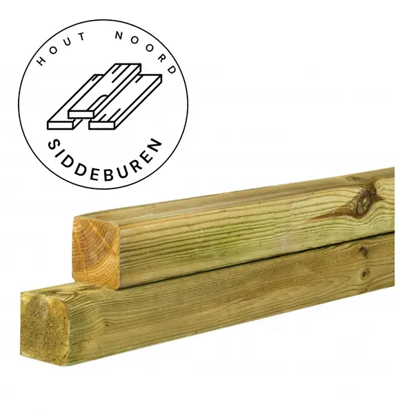 Grenen geschaafde paal 6,8 x 6,8 cm, zonder diamantkop, groen geïmpregneerd (diverse lengtes)