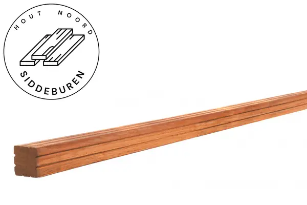 AZ Hardhouten paal geschaafd 6,5 x 6,5 cm met V-groef, gepunt (diverse lengtes)