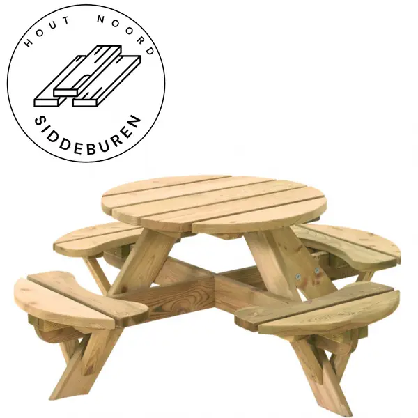 Kinderpicknicktafel rond Jimmy, doorsnede blad 63 cm, groen geïmpregneerd