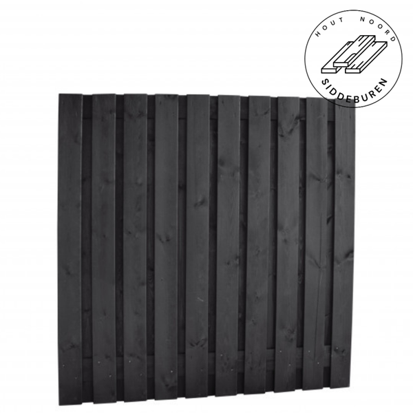 Naaldhout geschaafd plankenscherm 21-planks 15 mm, 180 x 180 cm, recht, geïmpregneerd en zwart gespoten