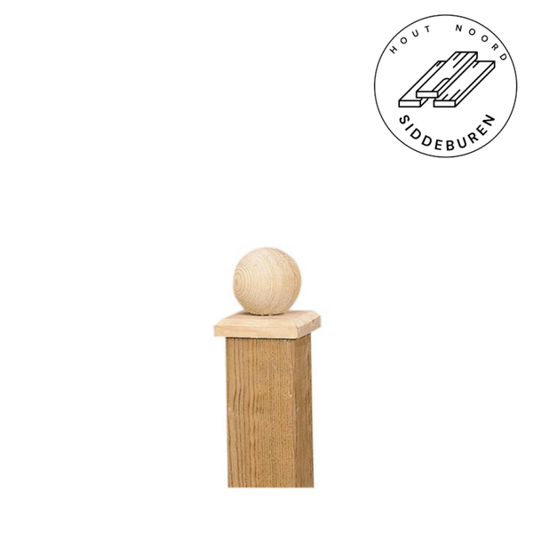 Paalornament bol op plaat 8 x 8 cm hout
