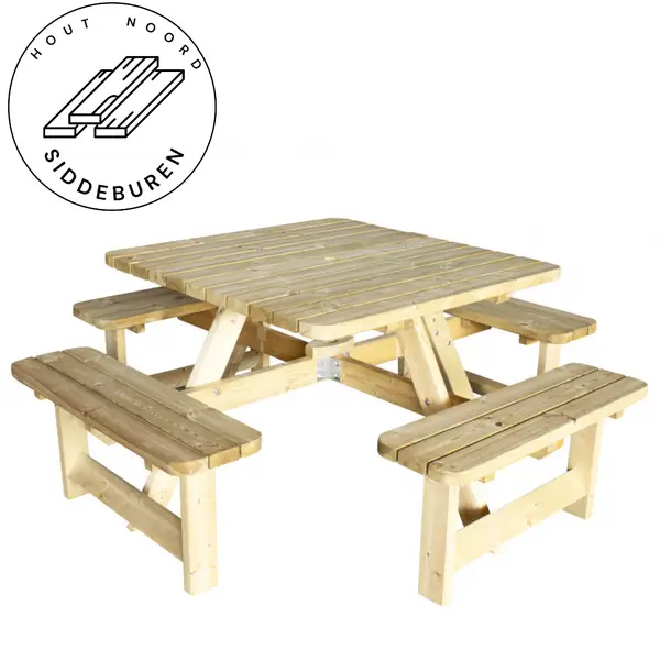 Picknicktafel Vierkant, 4 cm dik, bladmaat 115 x 115 cm, groen geïmpregneerd