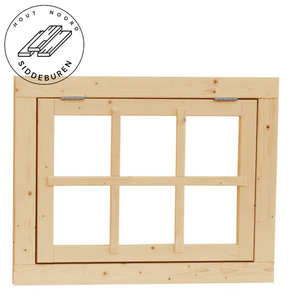 Vuren 6-ruits uitzetraam, 89,9 x 70,3 cm