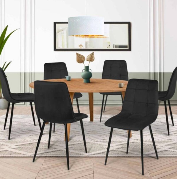 Lot de 6 chaises en velours noir