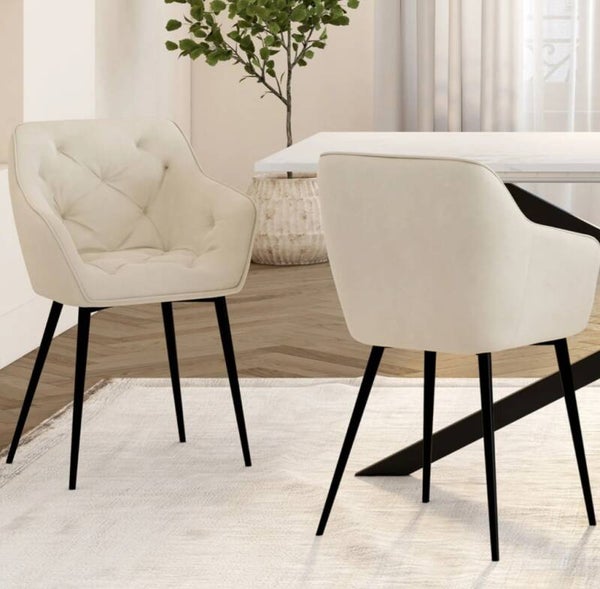 2 chaises fauteuils de table beige