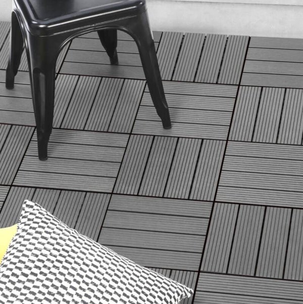 Dalles composite clipsables 30×30cm en bois gris