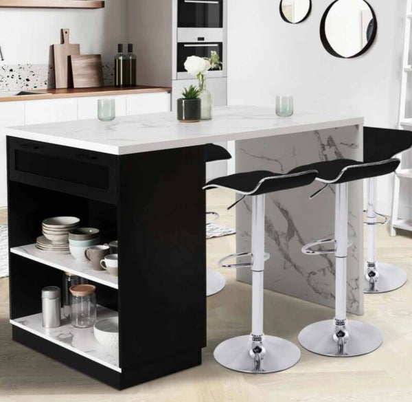 Îlot central effet marbre et noir 130cm