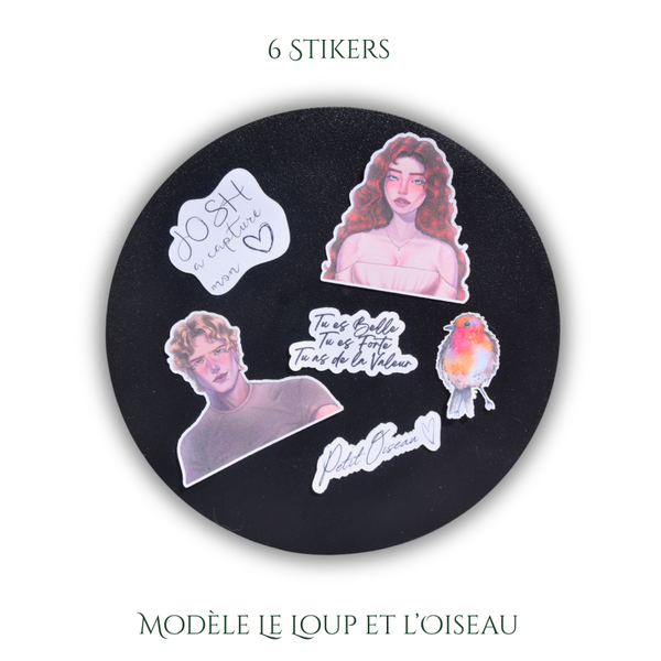 6 Stickers ~ Le Loup & L'Oiseau