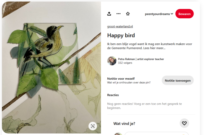 mijn kunstwerken en andere creatieve schepsels kun je op pinterest bekijken, volgen wij elkaar daar al?
