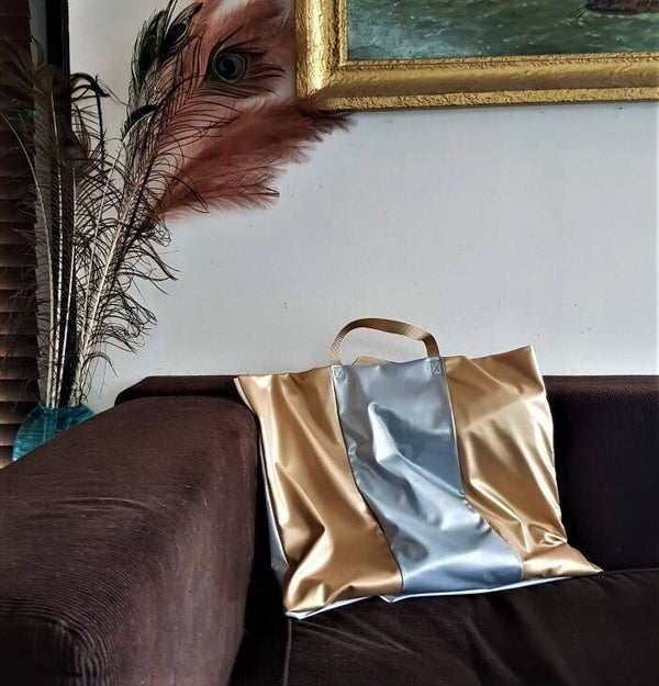 Shopper metallic kopergoud / zilver / kopergoud