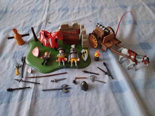 playmobil chevaliers et charette , occasion