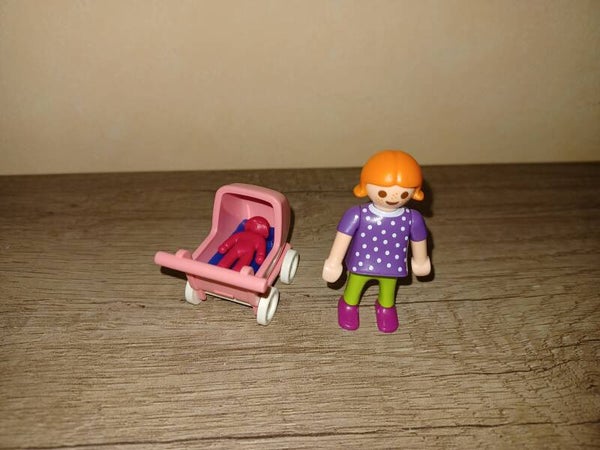 playmobil , petite fille et poussette , occasion