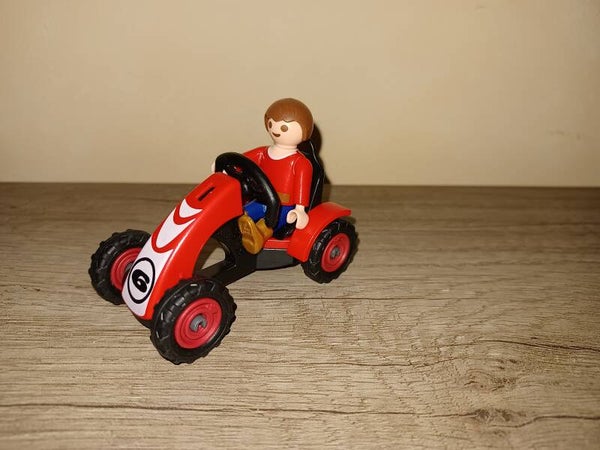 playmobil enfant et karting rouge , occasion