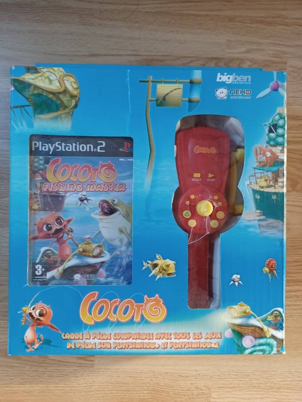 jeu ps2 cocoto fishing master  avec canne a peche, neuf