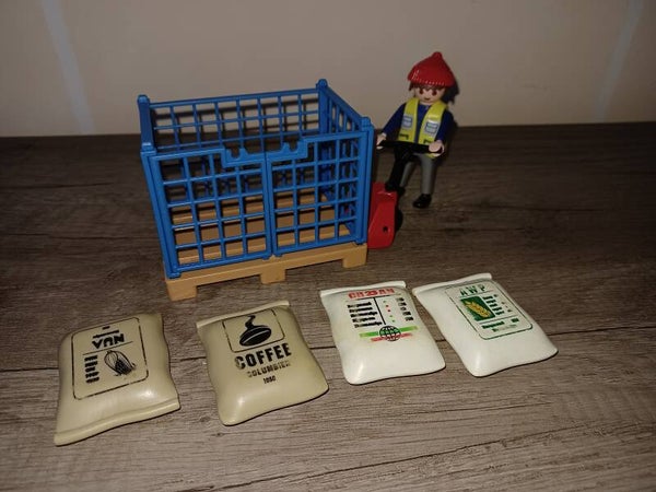 playmobil , manutentionnaire avec palette , occasion
