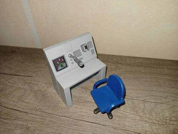 playmobil bureau gris avec chaise , occasion