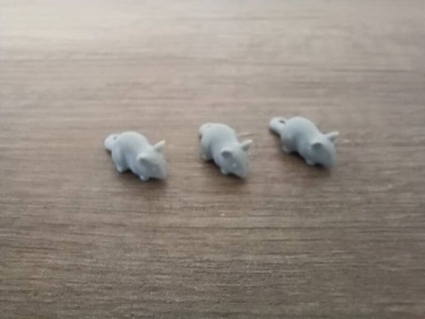 playmobil , lot de 3 souris grises , occasion