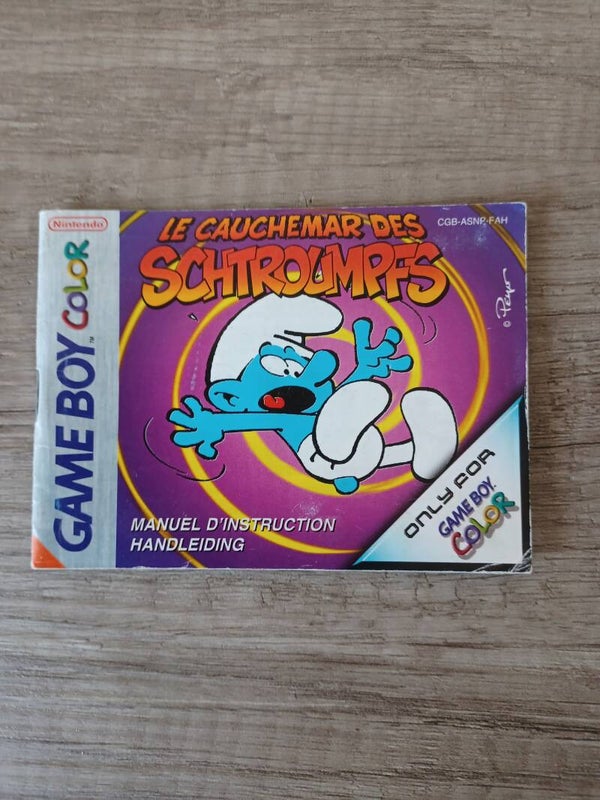 notice du jeu gameboy color , le cauchemar des schtroumpfs , occasion
