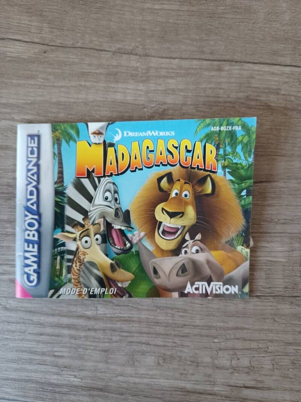 notice du jeu gameboy advance , madagascar , occasion
